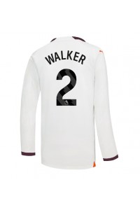 Manchester City Kyle Walker #2 Jalkapallovaatteet Vieraspaita 2023-24 Pitkähihainen